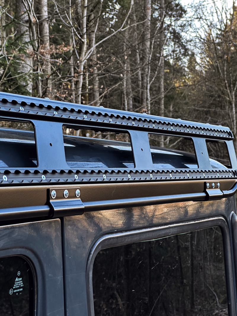 Walger Works roof rack mounting detail and rail system